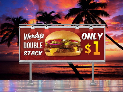 Wendy's Double Stack Billboard Design billboard billboard design dairyqueen double stack fastfood mcdonalds modern playful red wendys
