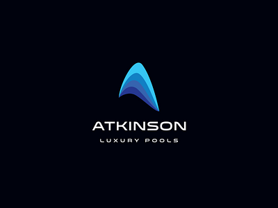 Atkinson Luxury Pools - Logo Design abstract blue brand branding deep blue design logo luxury minimal modern ocean pool pools rich blue water wave