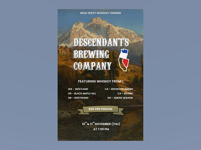Flyer Design: Wild West Whiskey Dinner branding design figma graphic design illustration typography vector