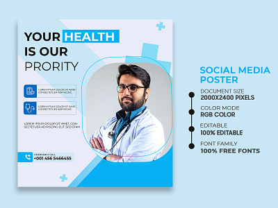 Health Care Social Media Poster Design design healthposterideas healthpostermaking illustration instagram stories social media banner examples social media banner size