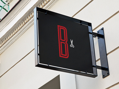 The Barbershop Signage branding red and black logos signage design