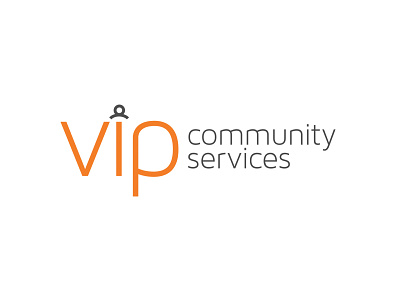 VIP Community Services branding identity design orange and grey logos people logo