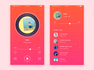 Music App Design app design listen music round ui