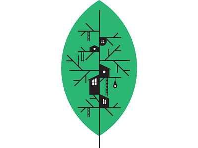 Treehouse Village design icon illustration minimal vector