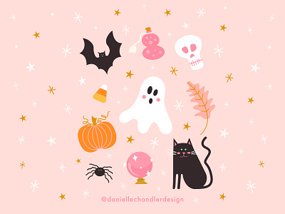 Some spooky stuff creepy cute design drawing fall fall vibes graphic design halloween illustration october spooky spooky season vector visual design