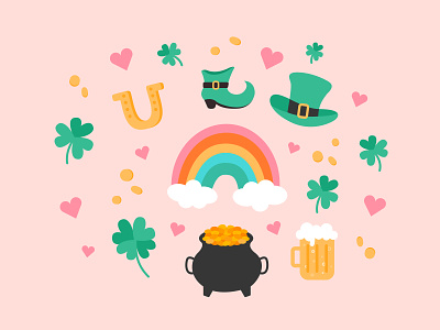 Happy St. Patrick's Day! art cute design drawing graphic design illustration illustration art illustrations irish lucky rainbow st patricks st patricks day vector visual design
