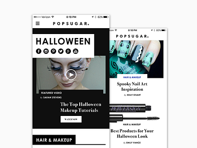 POPSUGAR Halloween Feature Design Concept beauty fashion ios lifestyle mobile product design ui ux visual design