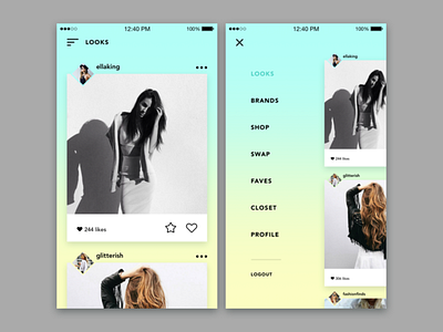 Style experiments contemporary design edgy fashion feed ios nav photos product design ui ux visual design