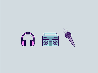 Music Stuff boombox graphic headphones icon illustration microphone music symbols visual design