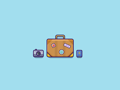 Travel things camera graphic design graphics icons illustration passport suitcase symbols travel vector visual design