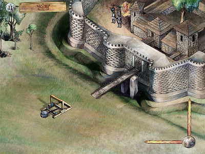 medieval catapult and castle