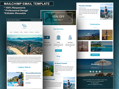 Travel Agency Email Template Design adobe photoshop customizable design editable email design email marketing email template email template design klaviyo klaviyo email design mailchimp mailchimp design mailchimp email template mailchimp newsletter re usable responsive