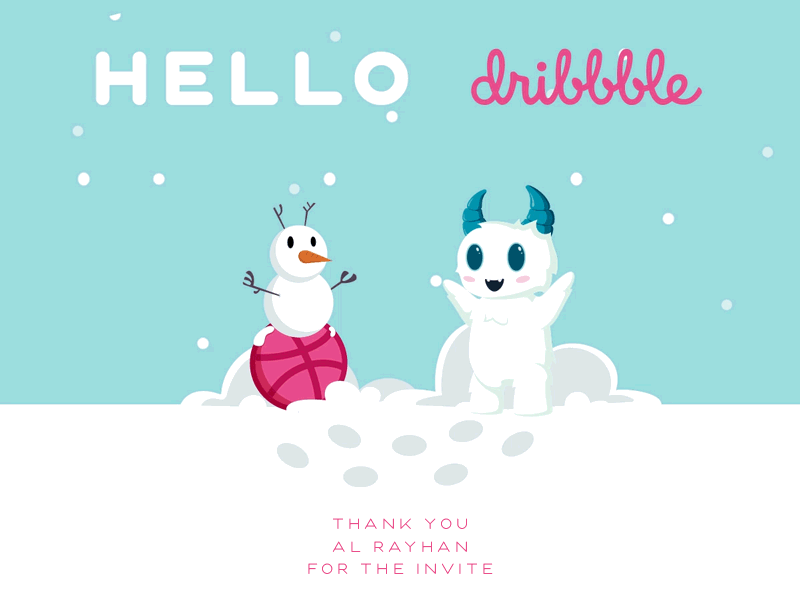 Hello Dribbble animation character cute flat design happy hello dribbble iceman invite snow winter xmas yeti