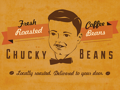 Chucky Beans Branding Logo bow tie branding caricature coffee coffee roasting first shot illustration illustrator logo retro illustration vector headshot vintage