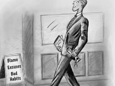 Successful Man Editorial Ilustration illustration pencil sketch