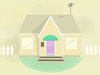1950's house minimal motion graphics small house water color effect