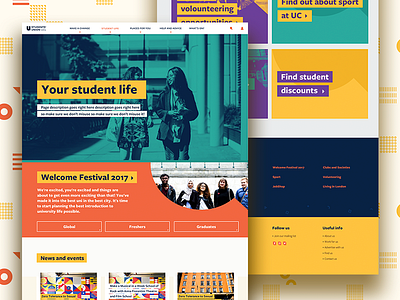 Students' Union UCL Website agency colours design pattern patterns students tiles ui web webdesign website