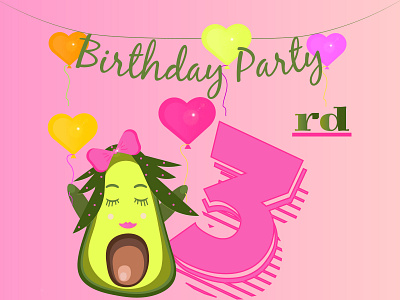 Avocado girl invites for 3 years birhtday