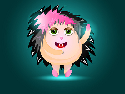 Hedgehog with pink hair card