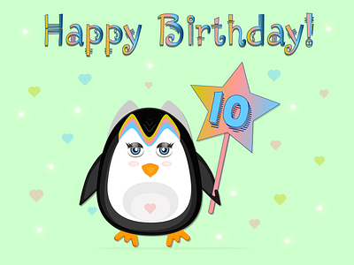 Penguin card birthday adobe illustrator art birthday card celebration design graphic design happy birthday holiday illustration penguin picture ten years
