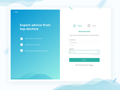 Medical Service - Sign In colors dashboard design graphic interface medical signin sketch ui web