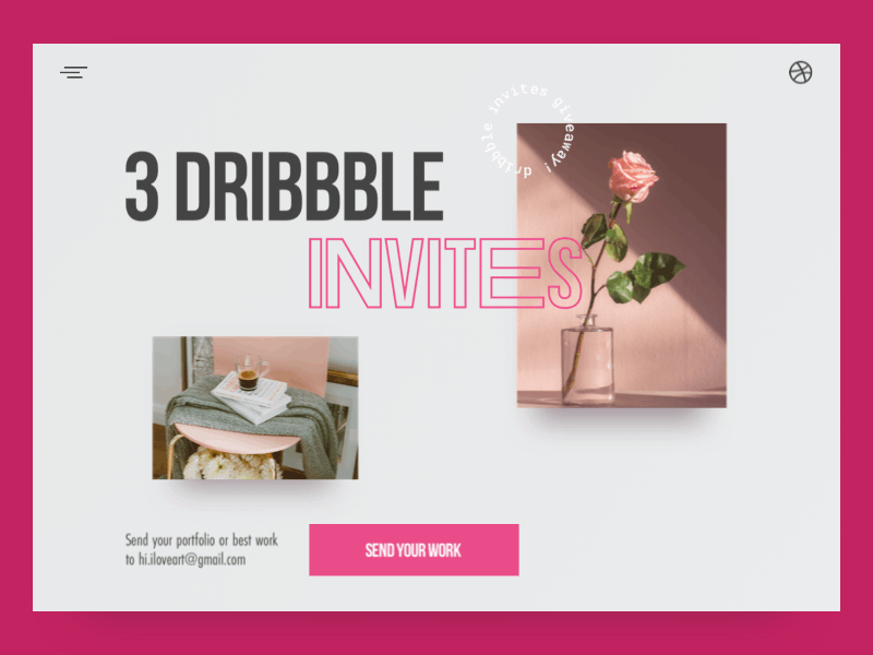 3 Dribbble invites 3x animation competition dailyui design dribbble dribbble invitation graphic interaction interface interfaces invite giveaway invites sketch typography ui web