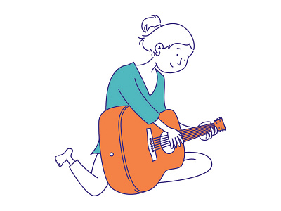 Musician character art design female girl graphic design guitar illustration lifestyle music musician vector