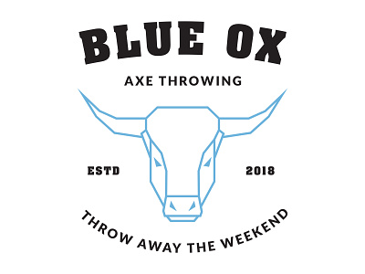 Blue Ox Axe Throwing Logo axe axe throwing blue logo blue ox branding design graphic design icon illustration logo ox typography vector