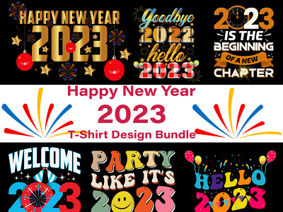 Happy New Year T-shirt Design Bundle Template