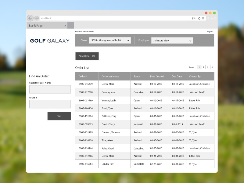 Golf Galaxy Customer Order Interface by Ben Subers on Dribbble
