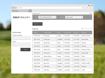 Golf Galaxy Customer Order Interface