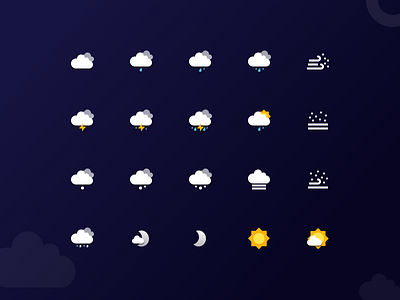 Weather ☁️ app design icon moon rain sun weather wind