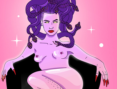 Medusa Gorgon animation digitalart feminism illustration nudity vector women