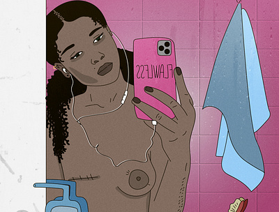 SELFIE time cancer digitalart feminism illustration nudity vector women