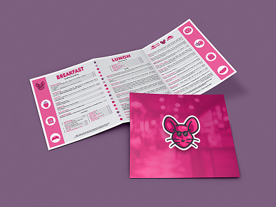 Café Redesign logo menu design mockup pink spirit animal