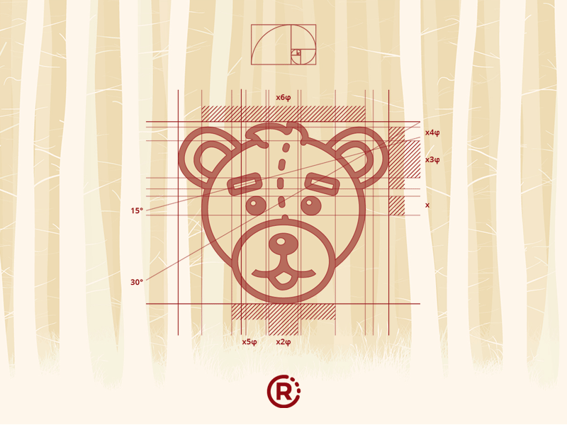 Bear Logo Grid bear cute golden ratio grid illustration logo process teddy vector