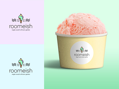 Roomeish logo brand identity branding colourful design ice cream branding ice cream logo ice cream shop icecream illustration logo logo design logodesign logos logotype pastels south africa vector
