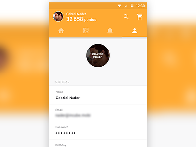 Profile Tab android app material minimal orange preferences profile settings shopping white