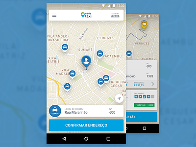 Vá de Táxi app clean flat flow material minimal mobile request ride taxi ui ux