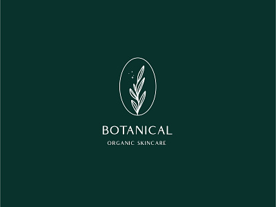 Botanical Organic Skincare botanical brand clean design emerald flat forest green icon illustration lines logo makeup natural nature organic oval skincare sparkle vector