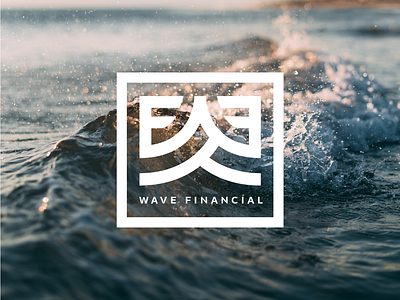 Wave Financial Logo blue box brand design f finance flat icon illustration lines logo square structure thick vector w water wave waves wf