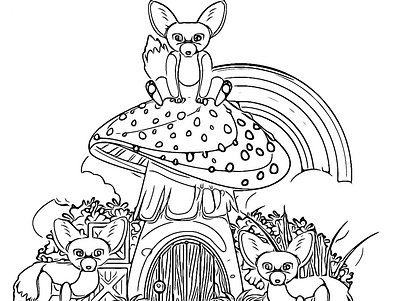 Cute Mushroom House Coloring Page coloring page design illustration