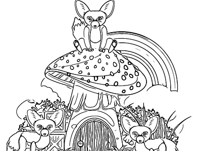 Cute Mushroom House Coloring Page