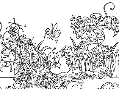 Cute Mushroom Snails And Insects Coloring Page coloring book coloring page coloring pages design