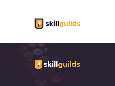 Skill Guilds brand gradient guild medieval paint brush purple simple yellow