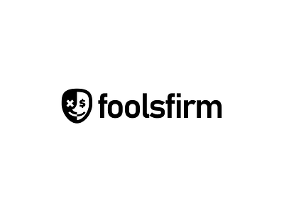 foolsfirm blackandwhite business clean clown company firm funny greed happy jester logo mask money simple