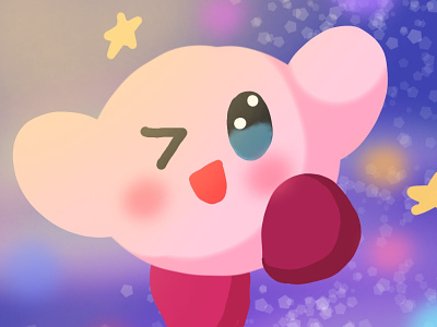 Kirby! dreamy fanart galaxy happy kirby kirby fanart magical nintendo star