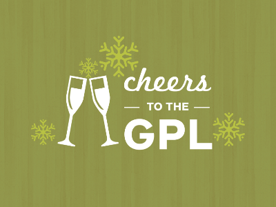 Happy Holidays from Range! champagne cheers green. gpl holiday snowflakes