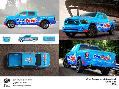 Wrap Design for Pick-Up blue brand car design graphic design messenger new pickup puerto rico user experience wrap