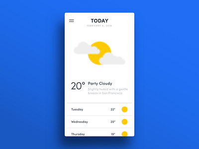 010 — Weather App app daily100 dailyui flat humidity minimal sun temperature ui weather